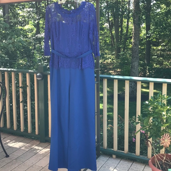 Formal, full length navy lace jumpsuit - Picture 1 of 4